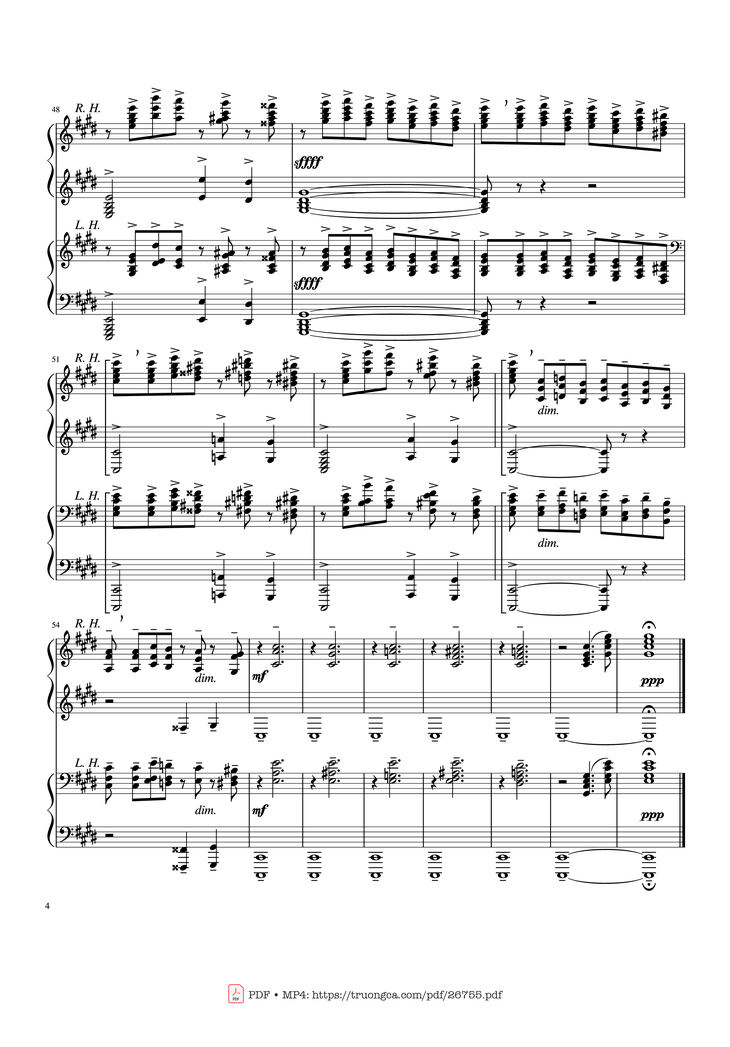 Page 4 of the piano sheet music PDF - Prelude in C♯ minor, Op. 3 No. 2 - Rachmaninov by Sergei Rachmaninov