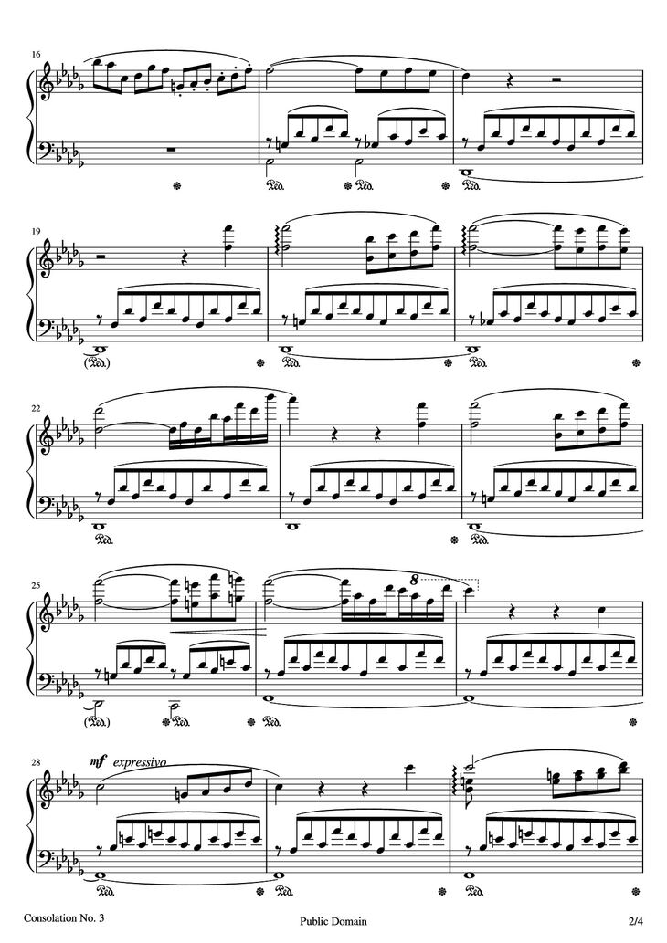 Page 2 of the piano sheet music PDF - Consolations Piano by Franz Liszt