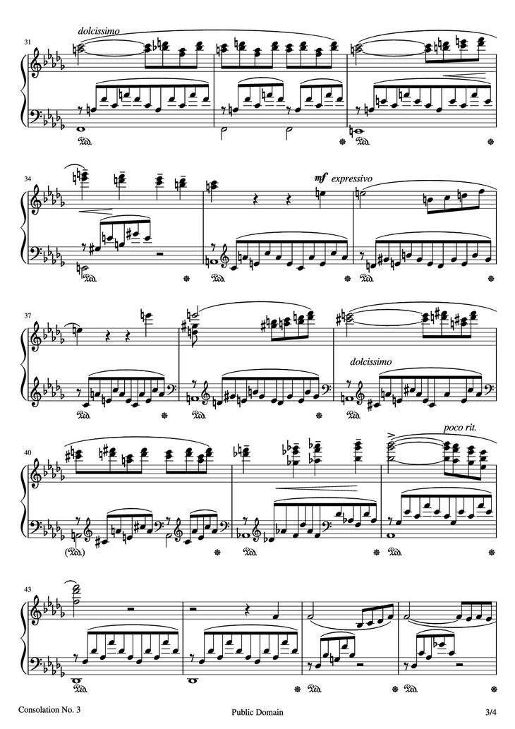 Page 3 of the piano sheet music PDF - Consolations Piano by Franz Liszt