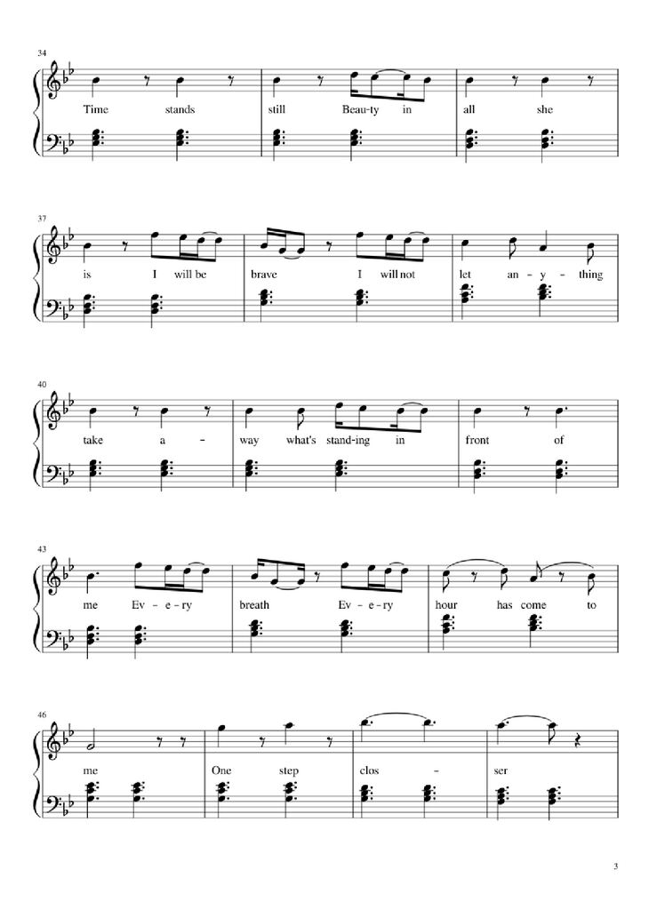 Page 3 of the piano sheet music PDF Piano - A Thousand Years Piano by Christiana Perri