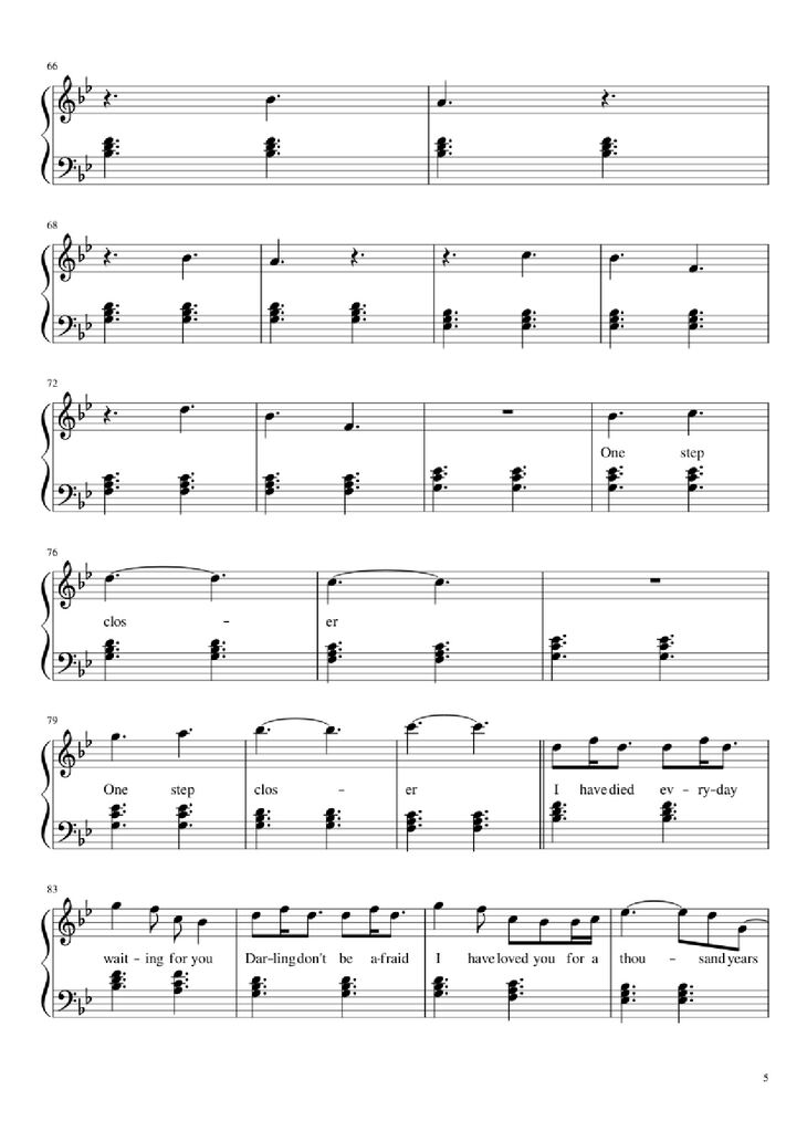 Page 5 of the piano sheet music PDF Piano - A Thousand Years Piano by Christiana Perri