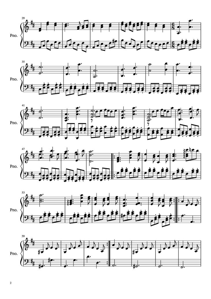 Page 2 of the piano sheet music PDF Piano - Fallen Down Piano by Toby Fox