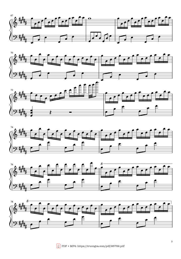 Page 5 of the piano sheet music PDF Piano - Flower Dance Piano by Composed by DJ Okawari