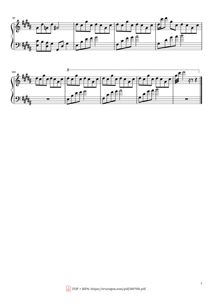 Page 7 of the piano sheet music PDF Piano - Flower Dance Piano by Composed by DJ Okawari