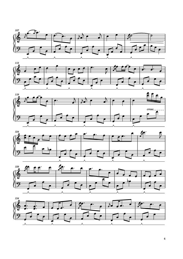 Page 4 of the piano sheet music PDF - Công chúa bong bóng Piano by Nguyễn Hoàng Linh