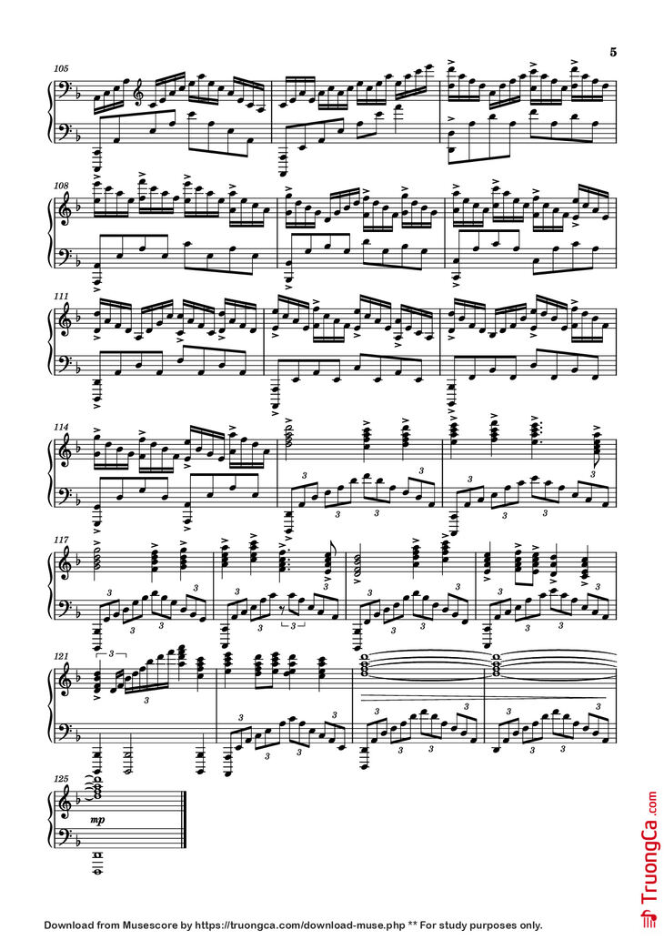 Page 5 of the piano sheet music PDF Piano - The Last Samurai Piano by Hans Zimmer