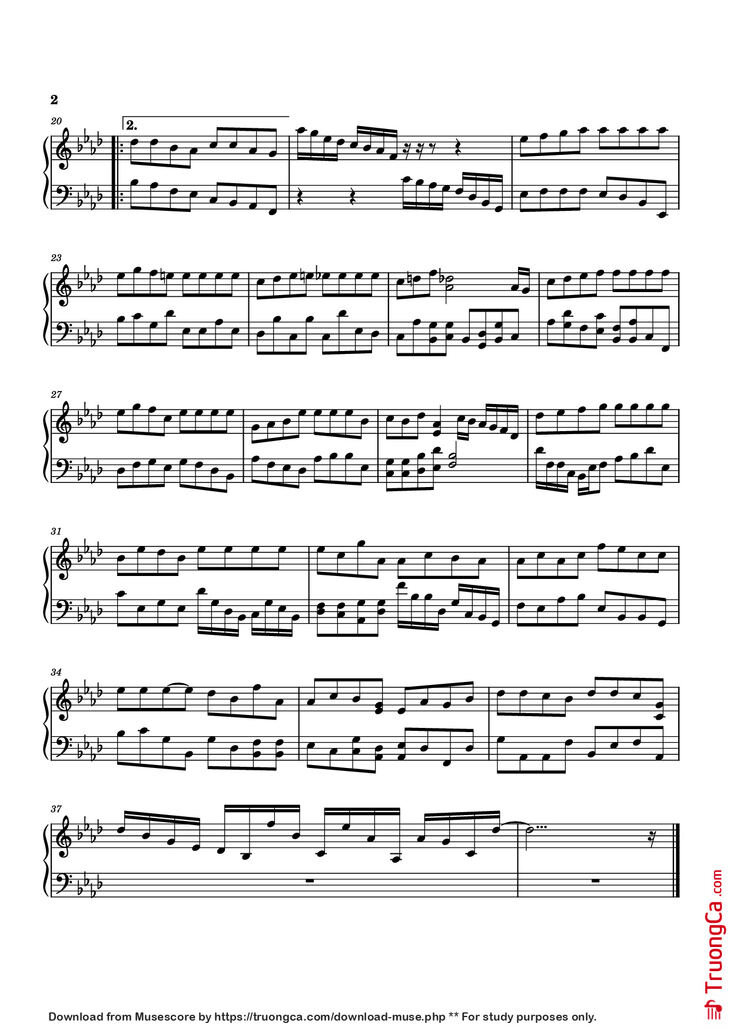 Page 2 of the piano sheet music PDF Piano - Tuổi đá buồn Piano by Soạn cho Piano: Trí