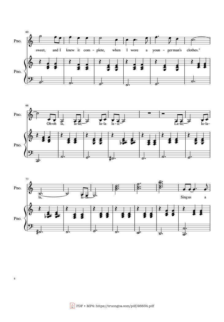 Page 4 of the piano sheet music PDF Piano - Piano Man (Vocal-Piano) by Words and Music by Billy Joel