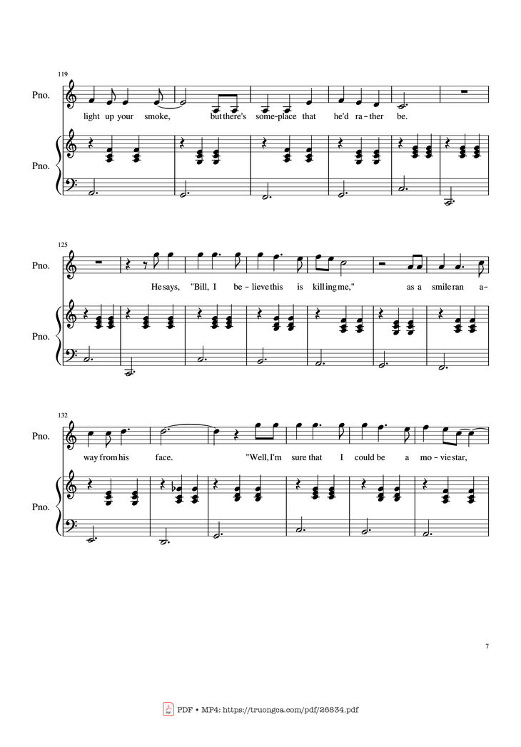 Page 7 of the piano sheet music PDF Piano - Piano Man (Vocal-Piano) by Words and Music by Billy Joel