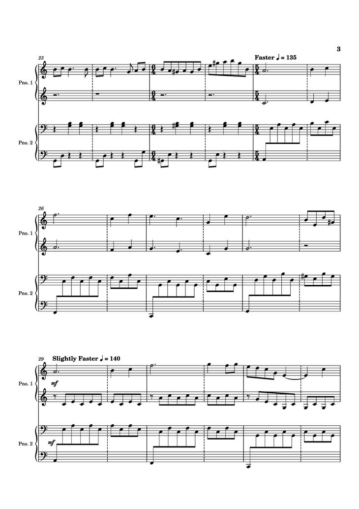Page 3 of the piano sheet music PDF Piano - Time is Tearing Us Apart Piano by Kyle Patrick Naval