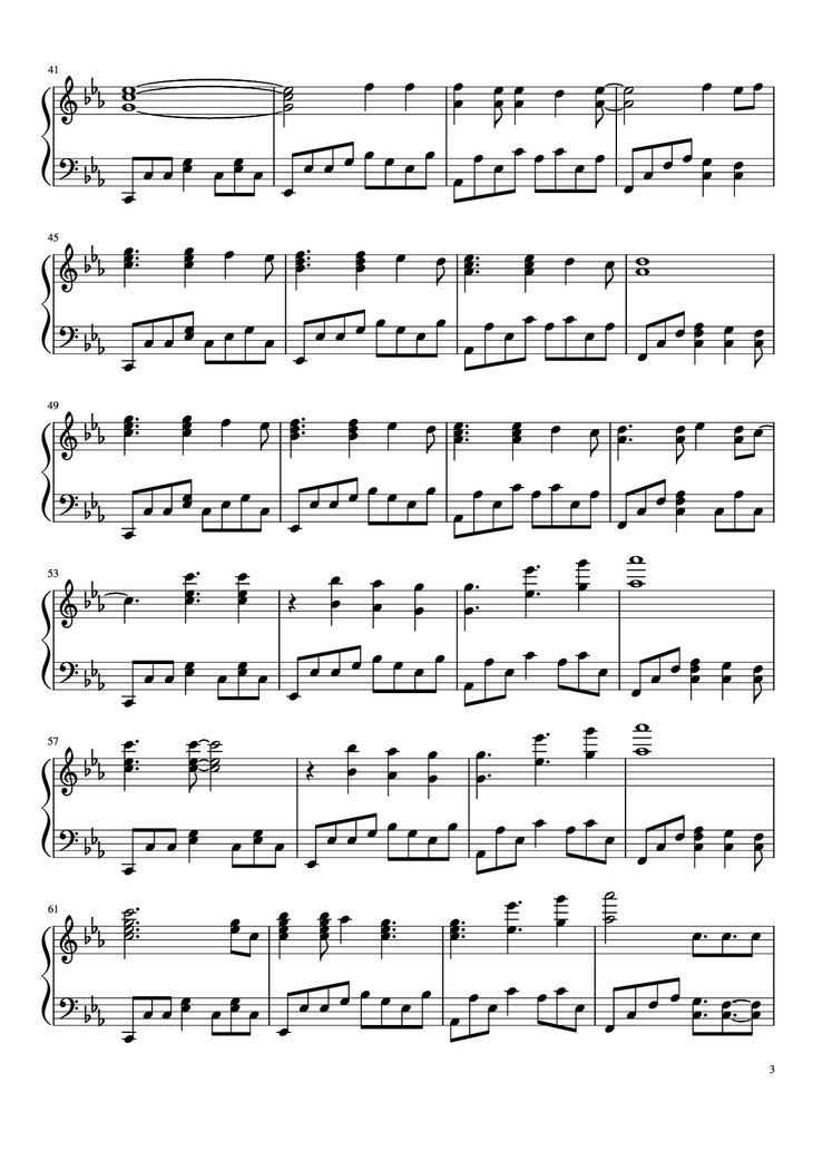 Page 3 of the piano sheet music PDF Piano - Map of the Problematique Piano by Muse arr. Aphelea