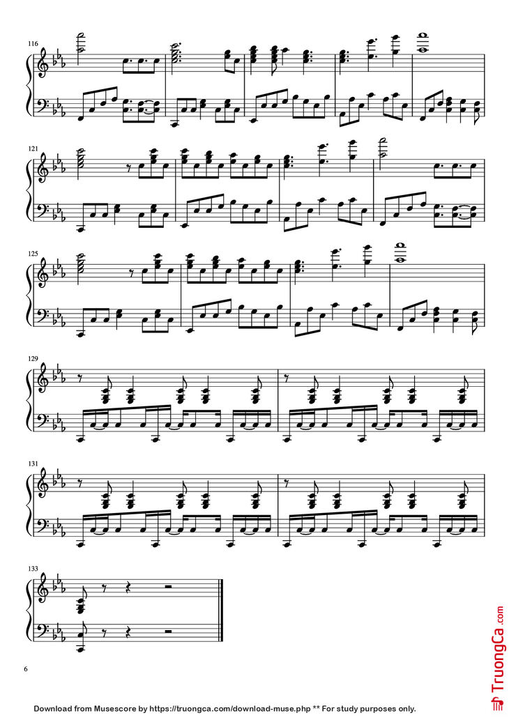 Page 6 of the piano sheet music PDF Piano - Map of the Problematique Piano by Muse arr. Aphelea