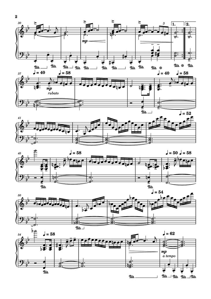 Page 2 of the piano sheet music PDF Piano - Adagio in G minor ( Albinoni) Piano by Music by Tomaso Albinoni