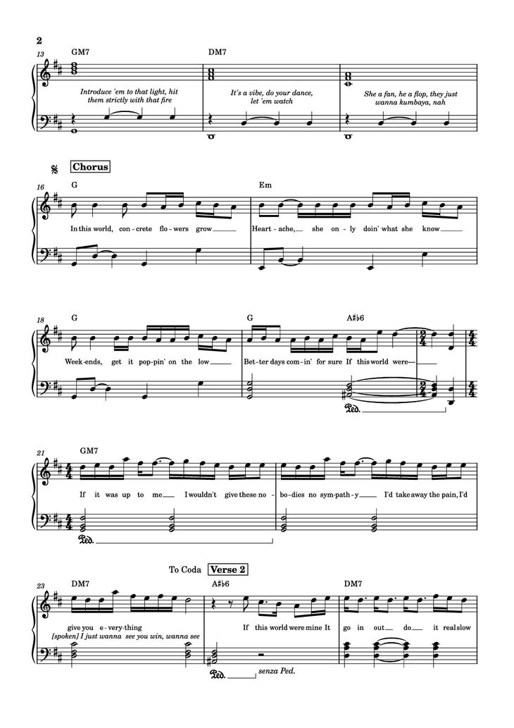Page 2 of the piano sheet music PDF Piano - LUTHER Piano by Kendrick Lamar