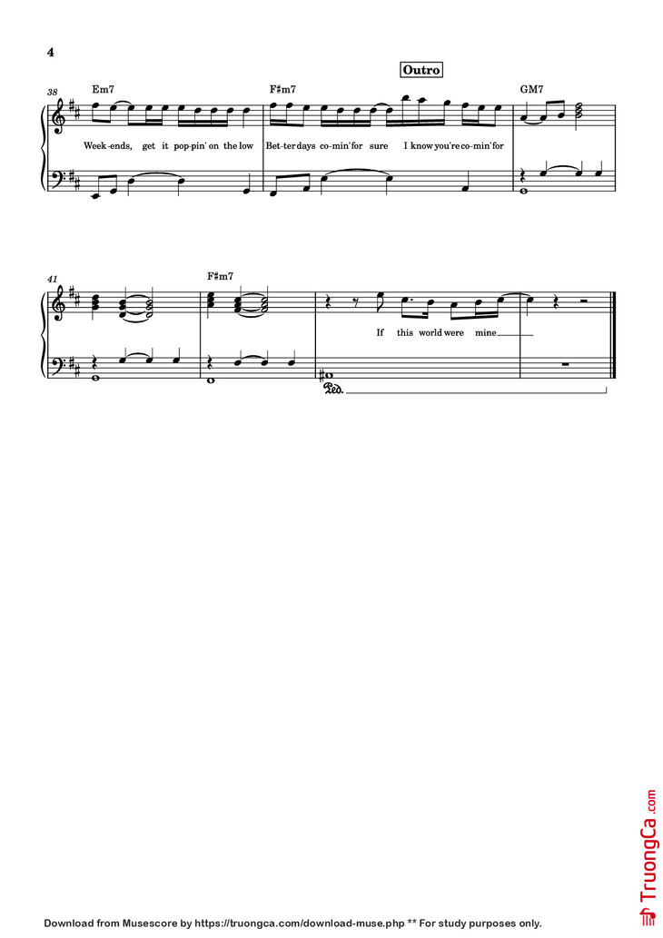 Page 4 of the piano sheet music PDF Piano - LUTHER Piano by Kendrick Lamar