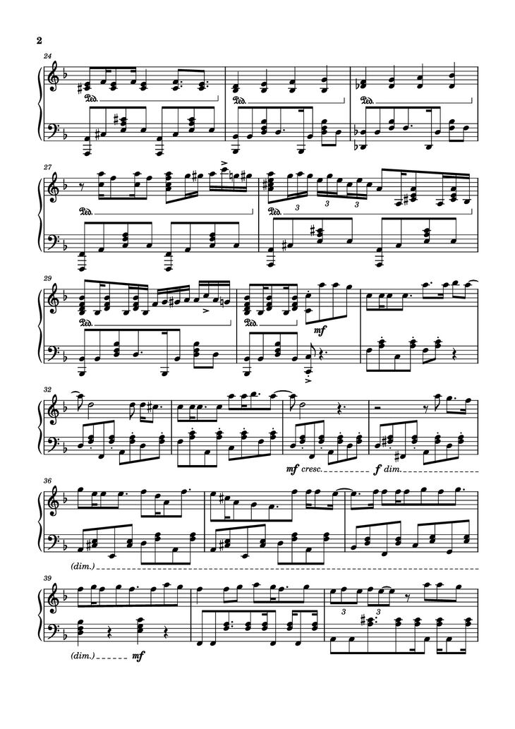 Page 2 of the piano sheet music PDF Piano - sweet hibiscus tea Piano by Penelope Scott