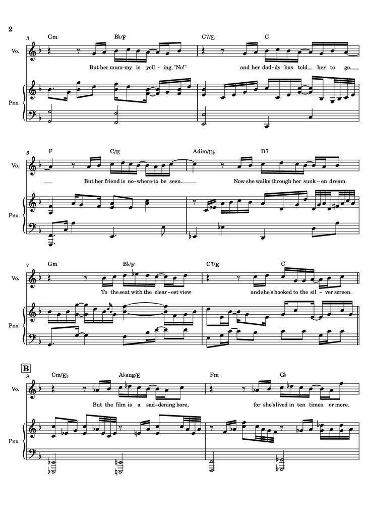 Page 2 of the piano sheet music PDF - Life On Mars? – David Bowie by Undefined
