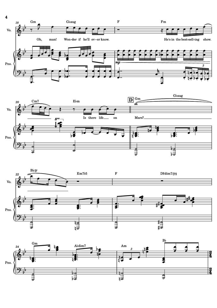 Page 4 of the piano sheet music PDF - Life On Mars? – David Bowie by Undefined