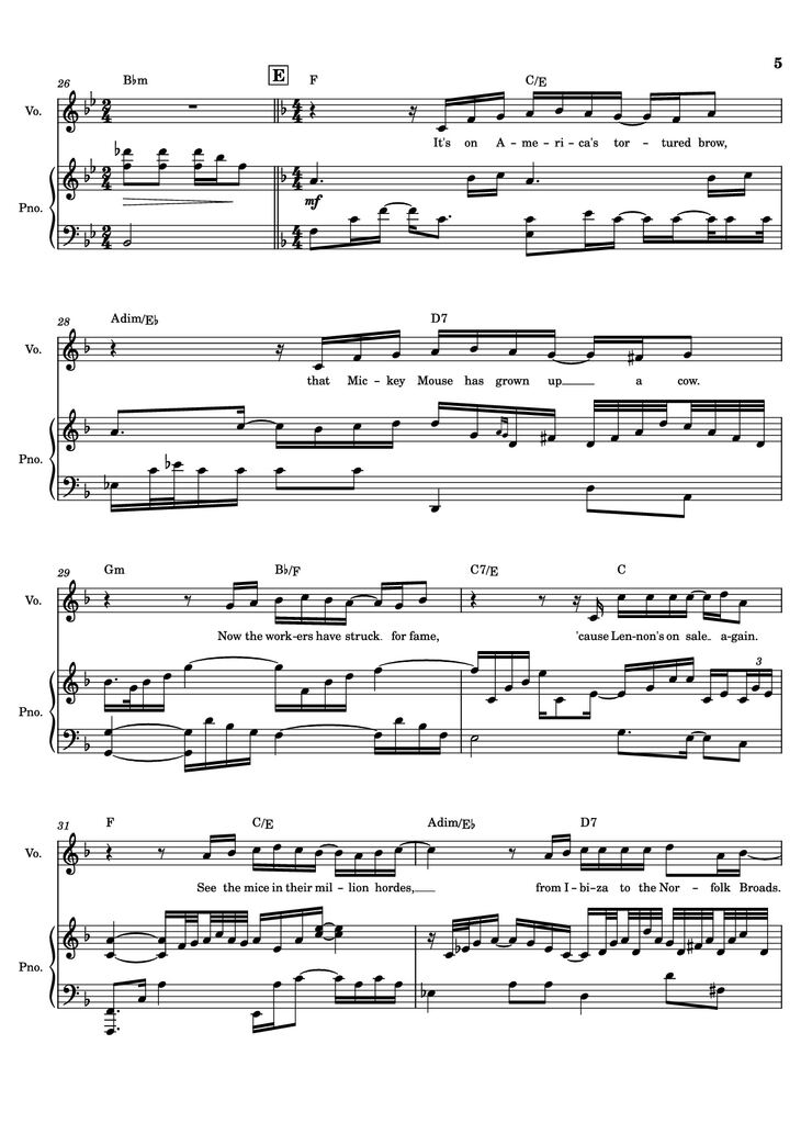 Page 5 of the piano sheet music PDF - Life On Mars? – David Bowie by Undefined