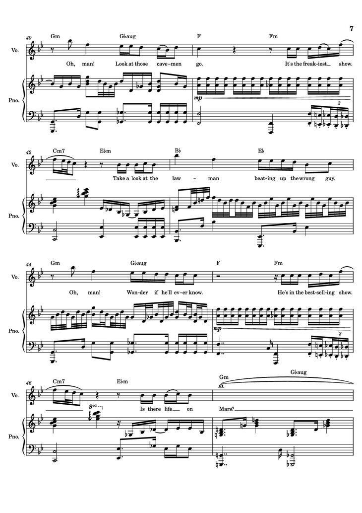 Page 7 of the piano sheet music PDF - Life On Mars? – David Bowie by Undefined