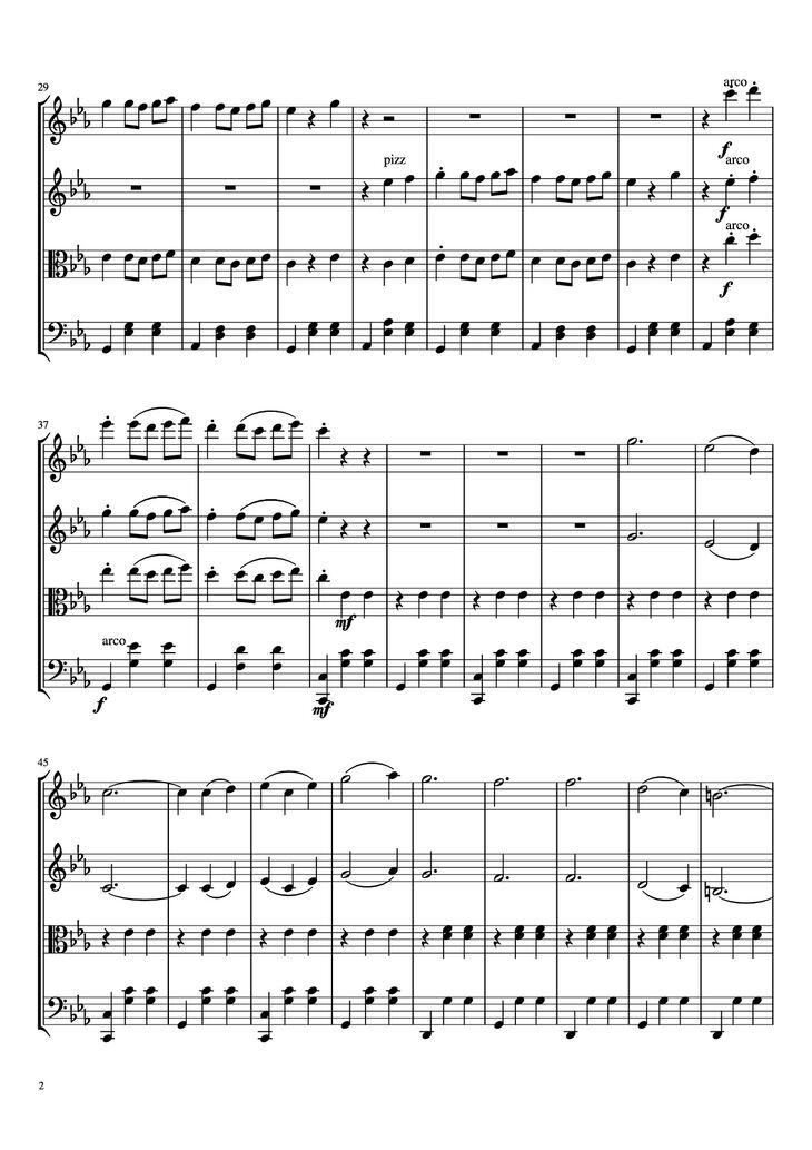 Page 2 of the piano sheet music PDF - Waltz No. 2 From Suite for Variety Orchestra Violin by Shostakovich Transcribed by C. Han