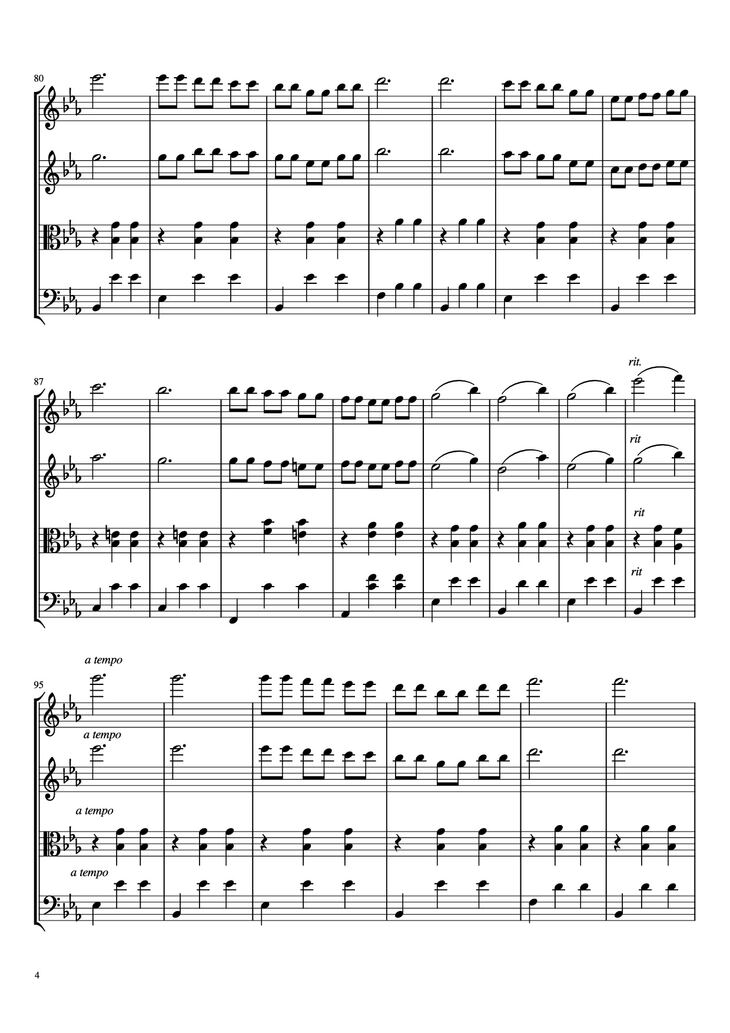 Page 4 of the piano sheet music PDF - Waltz No. 2 From Suite for Variety Orchestra Violin by Shostakovich Transcribed by C. Han