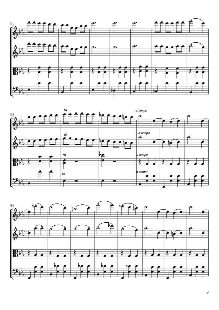Page 5 of the piano sheet music PDF - Waltz No. 2 From Suite for Variety Orchestra Violin by Shostakovich Transcribed by C. Han
