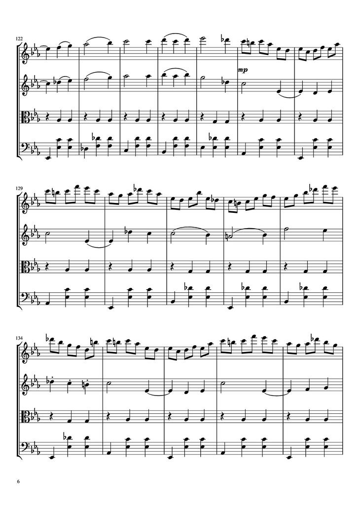 Page 6 of the piano sheet music PDF - Waltz No. 2 From Suite for Variety Orchestra Violin by Shostakovich Transcribed by C. Han