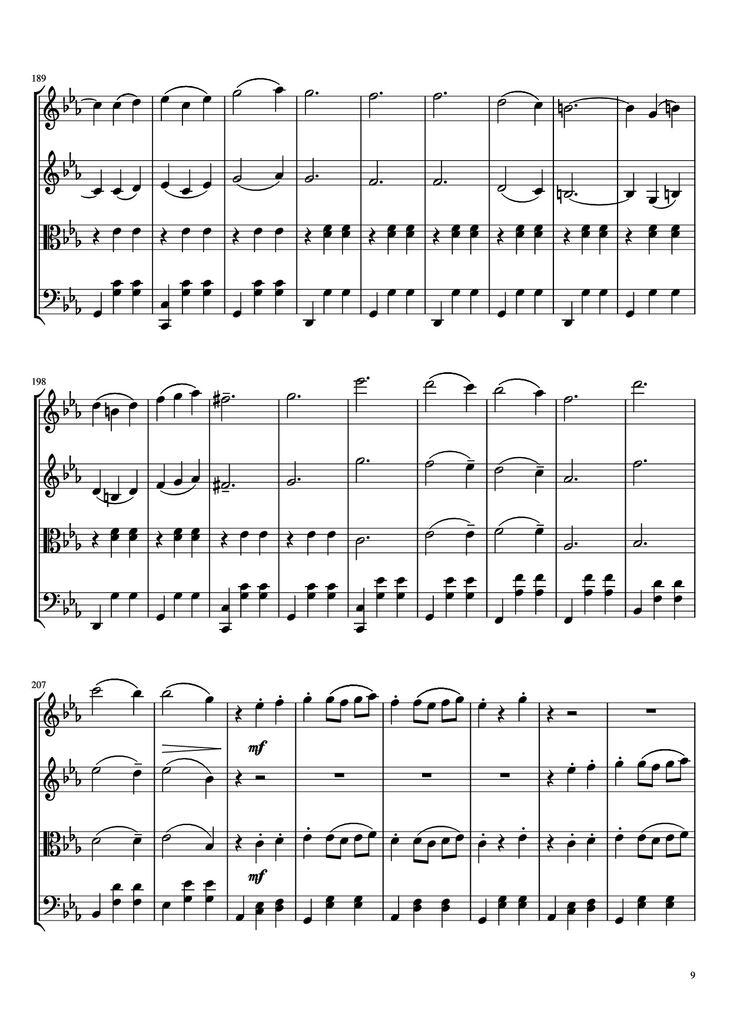 Page 9 of the piano sheet music PDF - Waltz No. 2 From Suite for Variety Orchestra Violin by Shostakovich Transcribed by C. Han