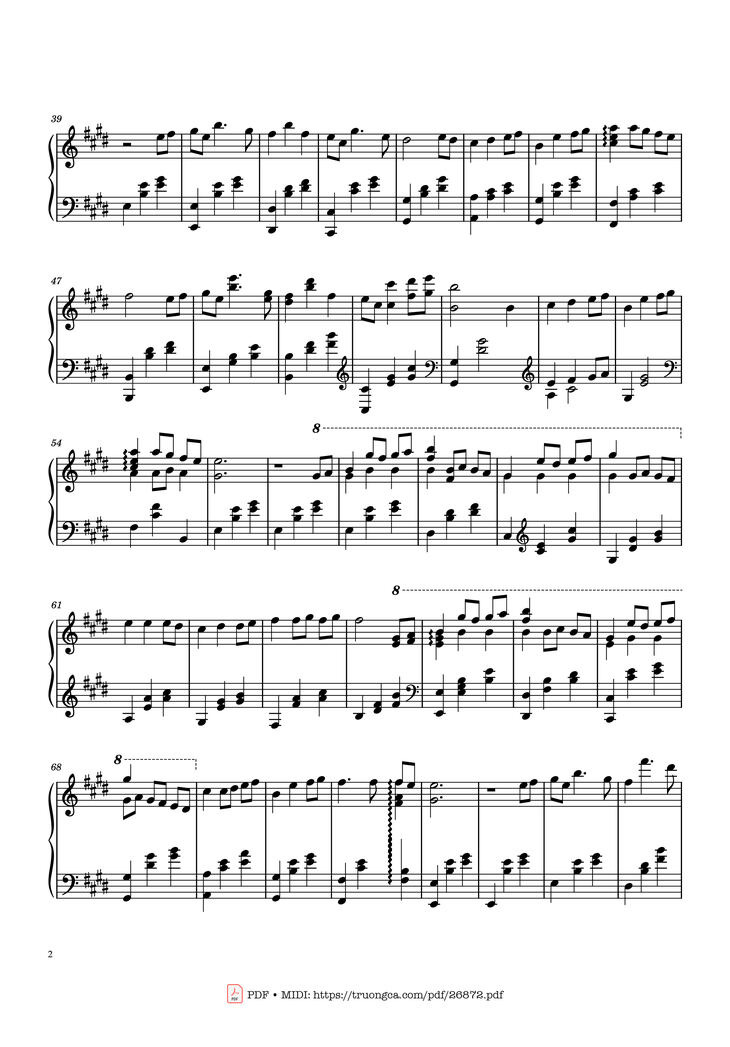 Page 2 of the piano sheet music PDF Piano - Always With Me by Joe Hisaishi