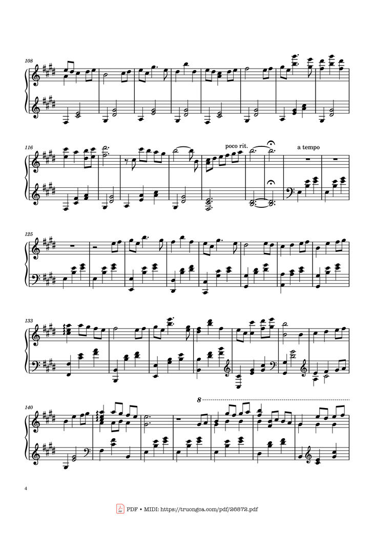 Page 4 of the piano sheet music PDF Piano - Always With Me by Joe Hisaishi