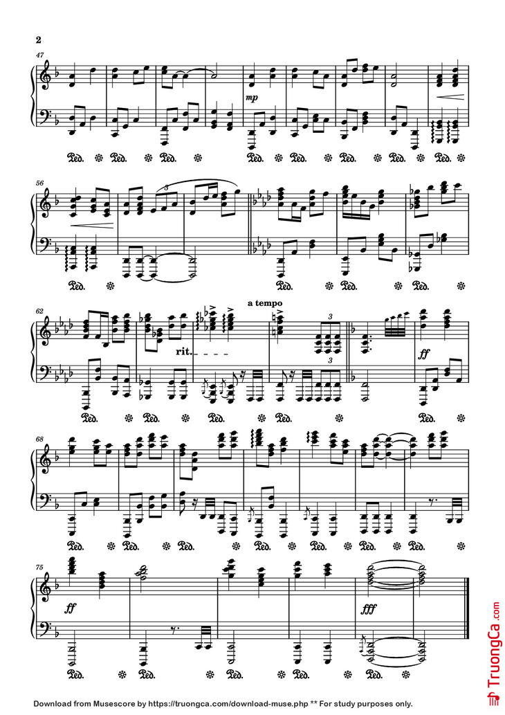 Page 2 of the piano sheet music PDF Piano - Khazad-dûm Piano by Bear McCreary