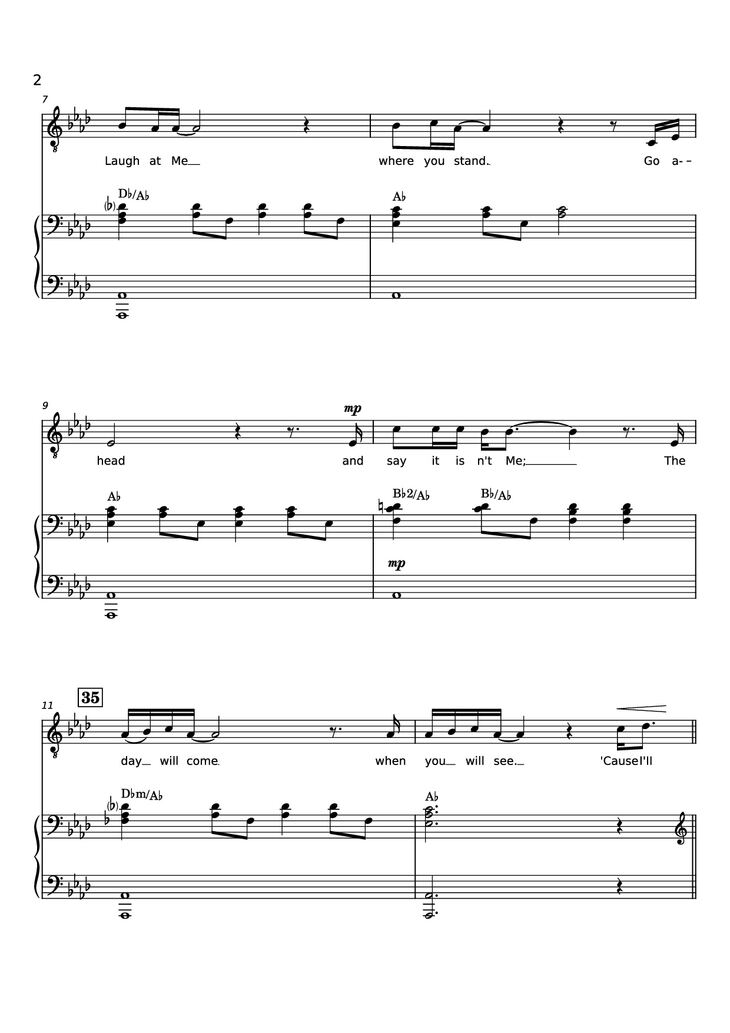 Page 2 of the piano sheet music PDF Piano - Rise Again Piano by Words and Music by