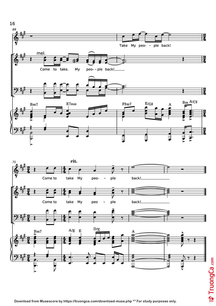 Page 16 of the piano sheet music PDF Piano - Rise Again Piano by Words and Music by