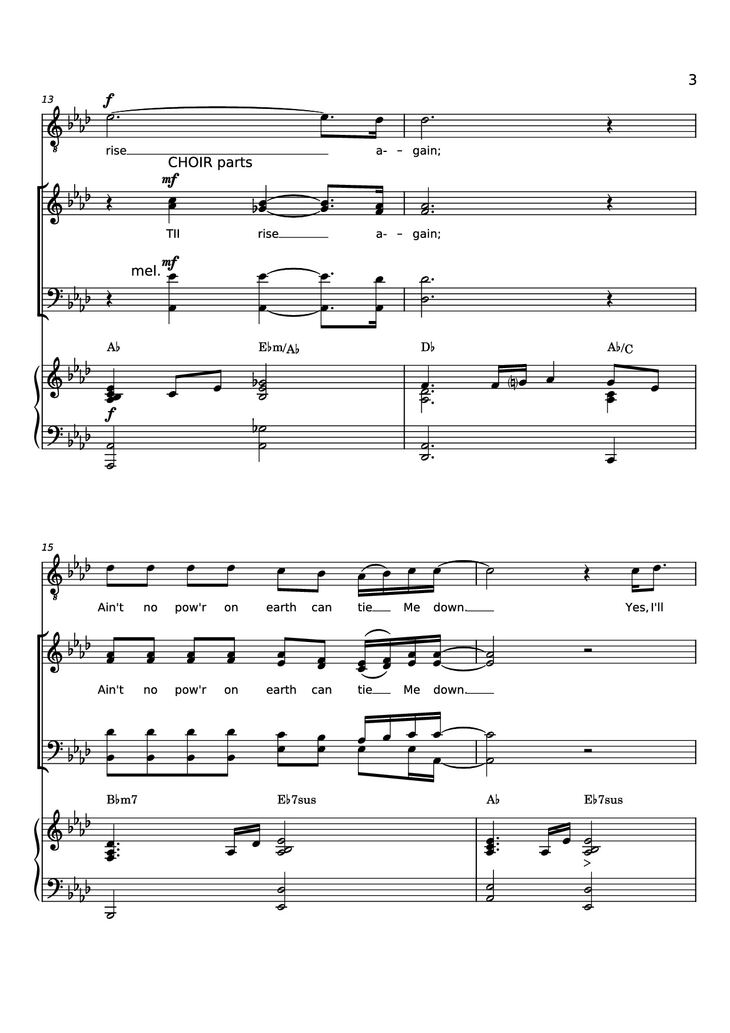 Page 3 of the piano sheet music PDF Piano - Rise Again Piano by Words and Music by
