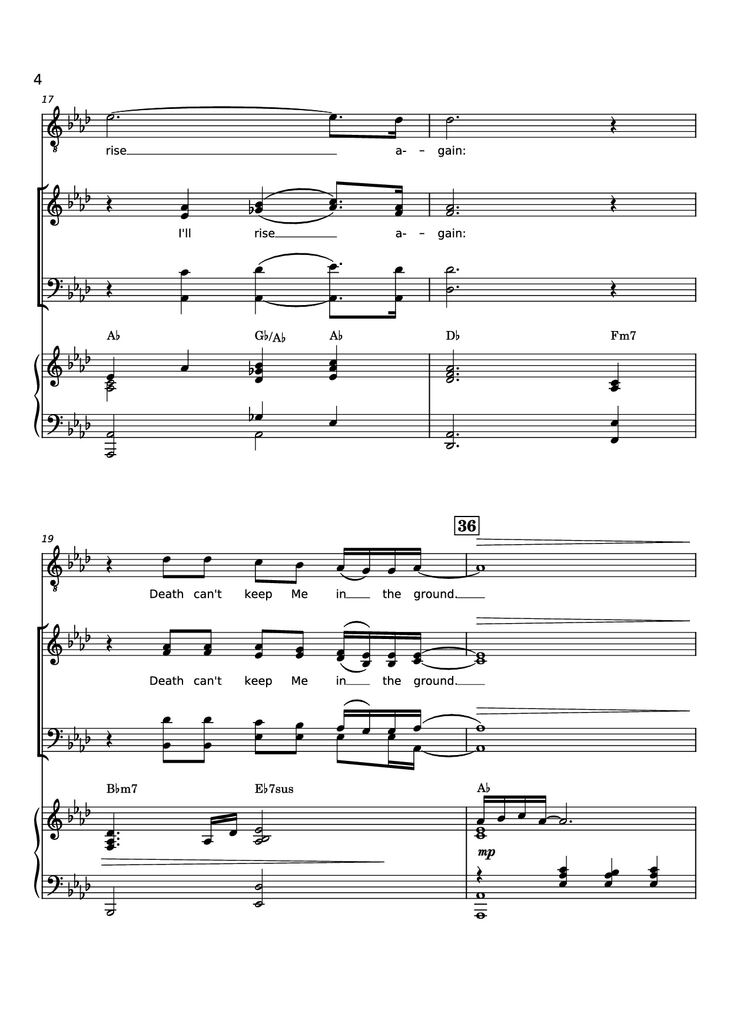 Page 4 of the piano sheet music PDF Piano - Rise Again Piano by Words and Music by