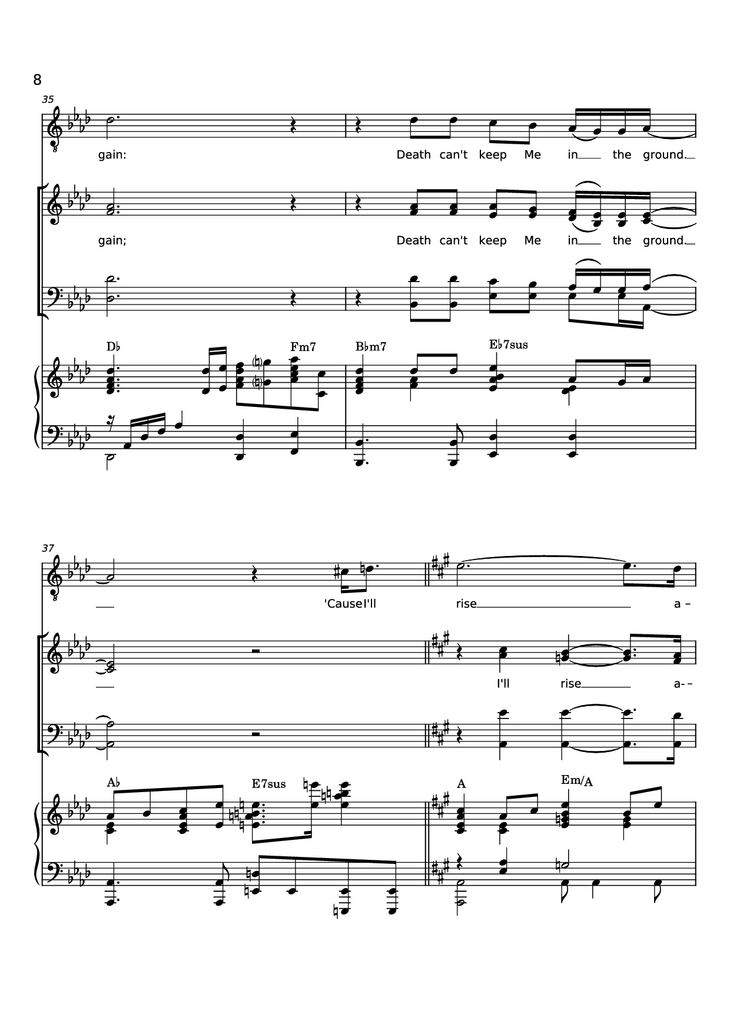Page 8 of the piano sheet music PDF Piano - Rise Again Piano by Words and Music by