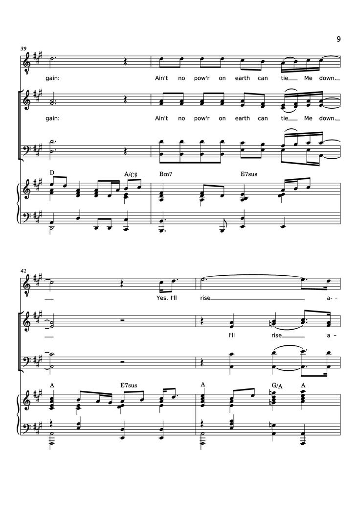 Page 9 of the piano sheet music PDF Piano - Rise Again Piano by Words and Music by