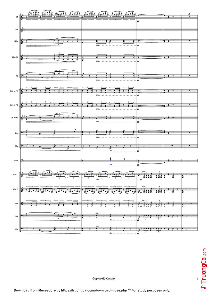 Page 12 of the piano sheet music PDF - Coro de Esclavos Hebreos by G. Verdi