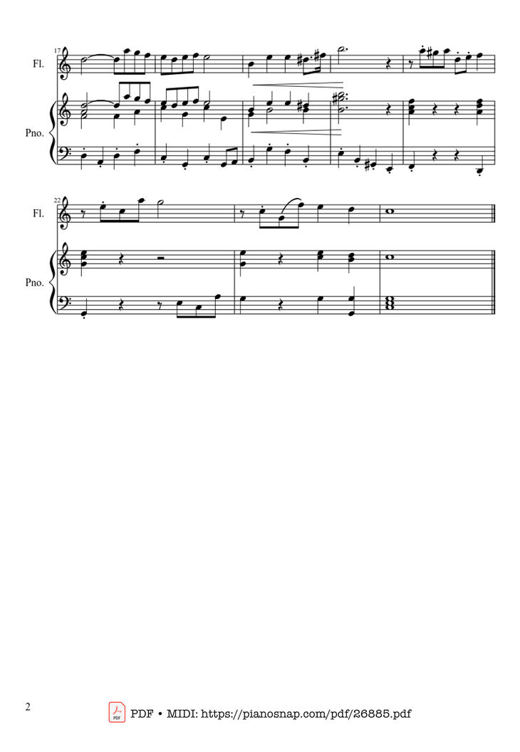 Page 2 of the piano sheet music PDF Piano - Canción del Toreador Piano & Flute by Georges Bizet