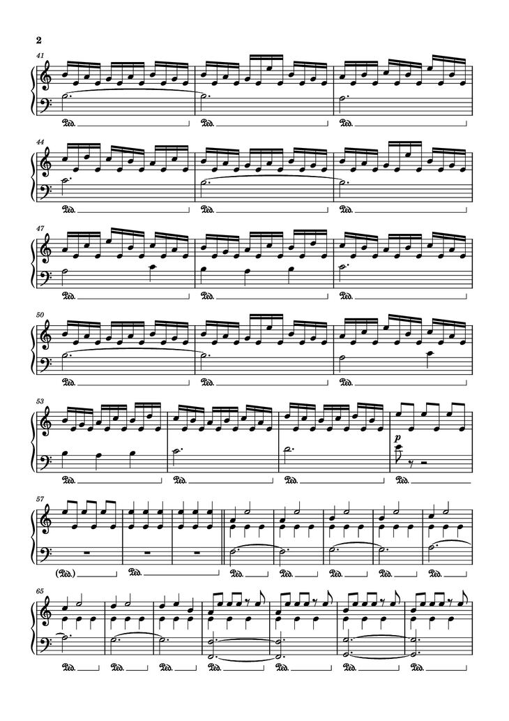 Page 2 of the piano sheet music PDF Piano - Interstellar Piano Easy by Undefined