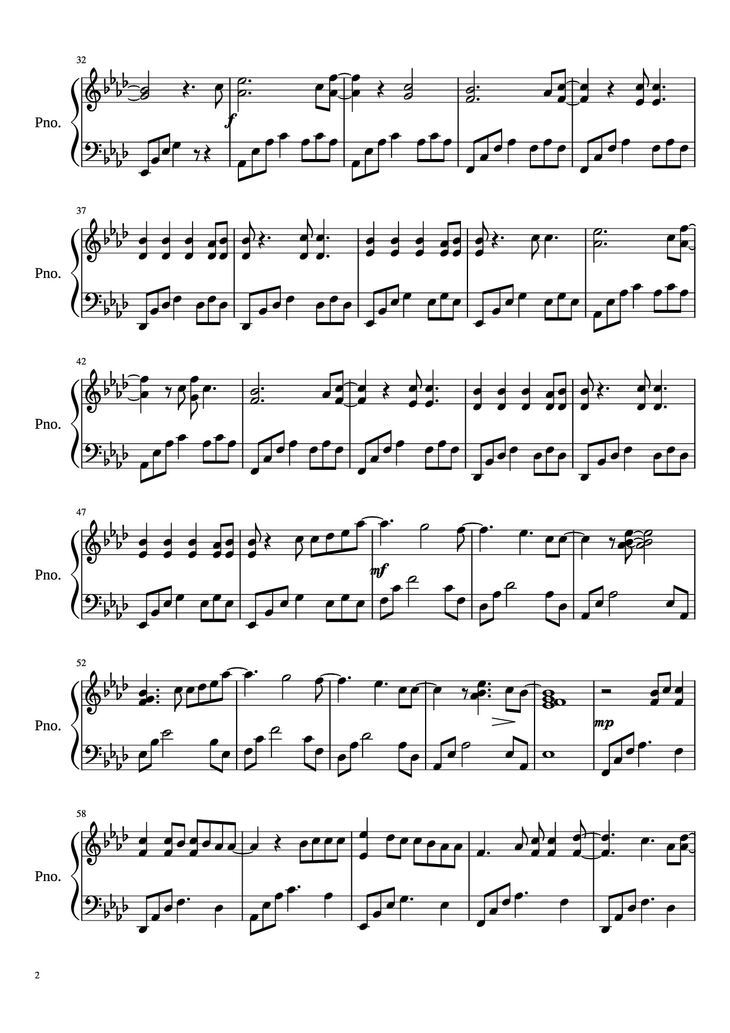 Page 2 of the piano sheet music PDF Piano - All of me Piano by John Legend