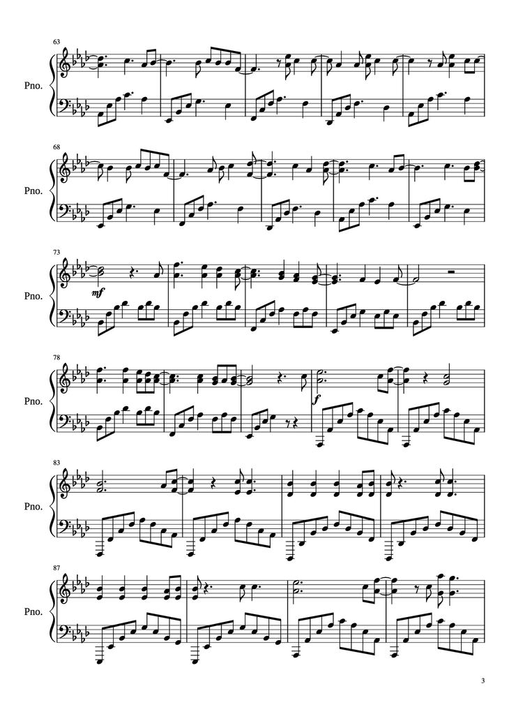 Page 3 of the piano sheet music PDF Piano - All of me Piano by John Legend