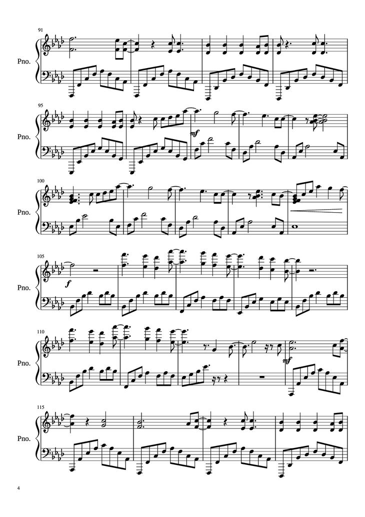 Page 4 of the piano sheet music PDF Piano - All of me Piano by John Legend
