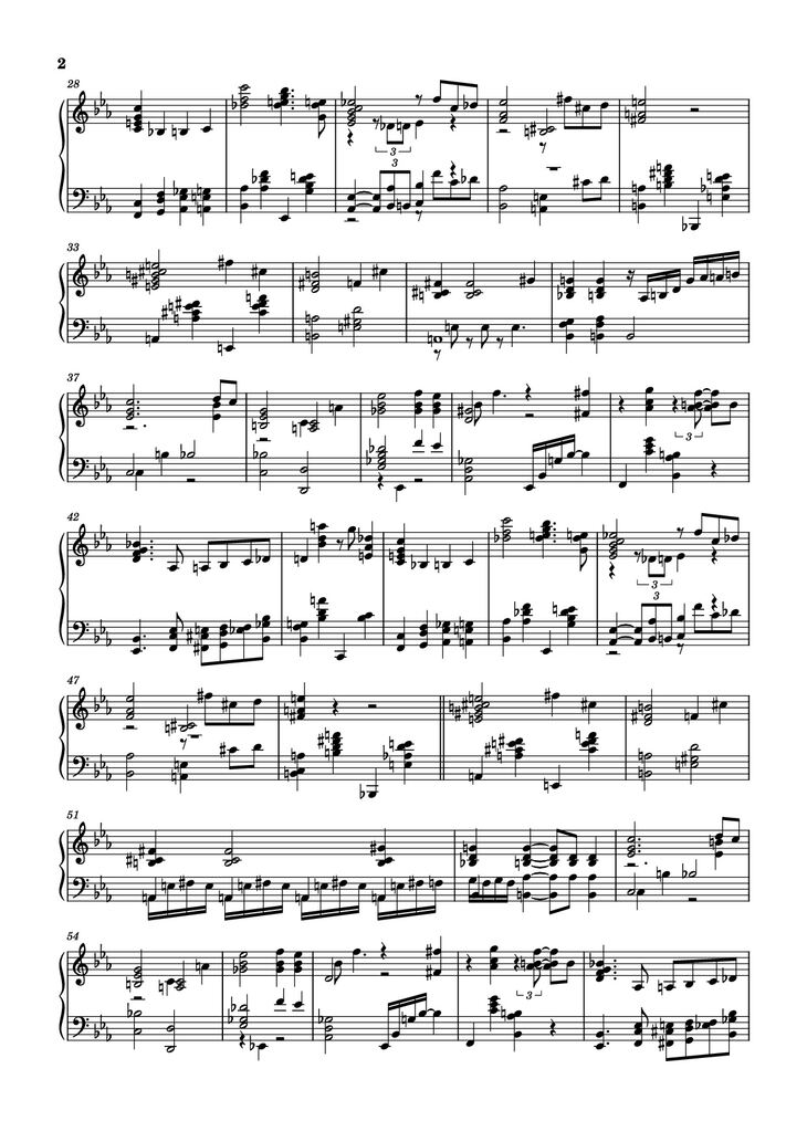 Page 2 of the piano sheet music PDF Piano - Ruby , My Dear Piano by Thelonious Monk