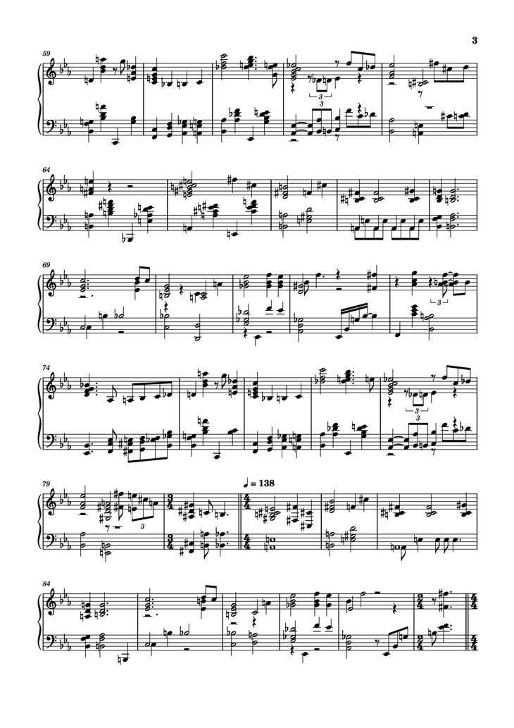 Page 3 of the piano sheet music PDF Piano - Ruby , My Dear Piano by Thelonious Monk