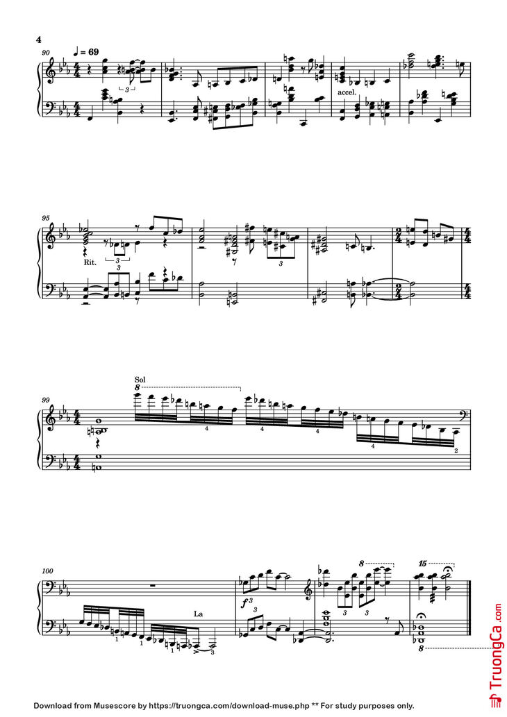Page 4 of the piano sheet music PDF Piano - Ruby , My Dear Piano by Thelonious Monk