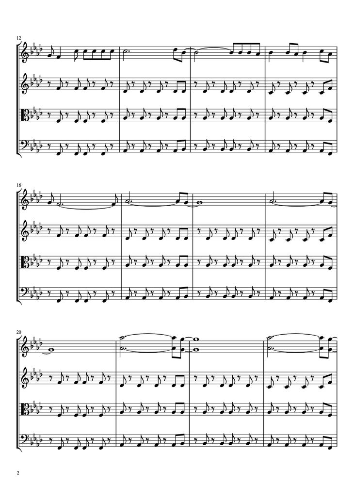 Page 2 of the piano sheet music PDF - Viva La Vida - String Quartet Violin by Coldplay Arr. TemmieTheMusicMaster