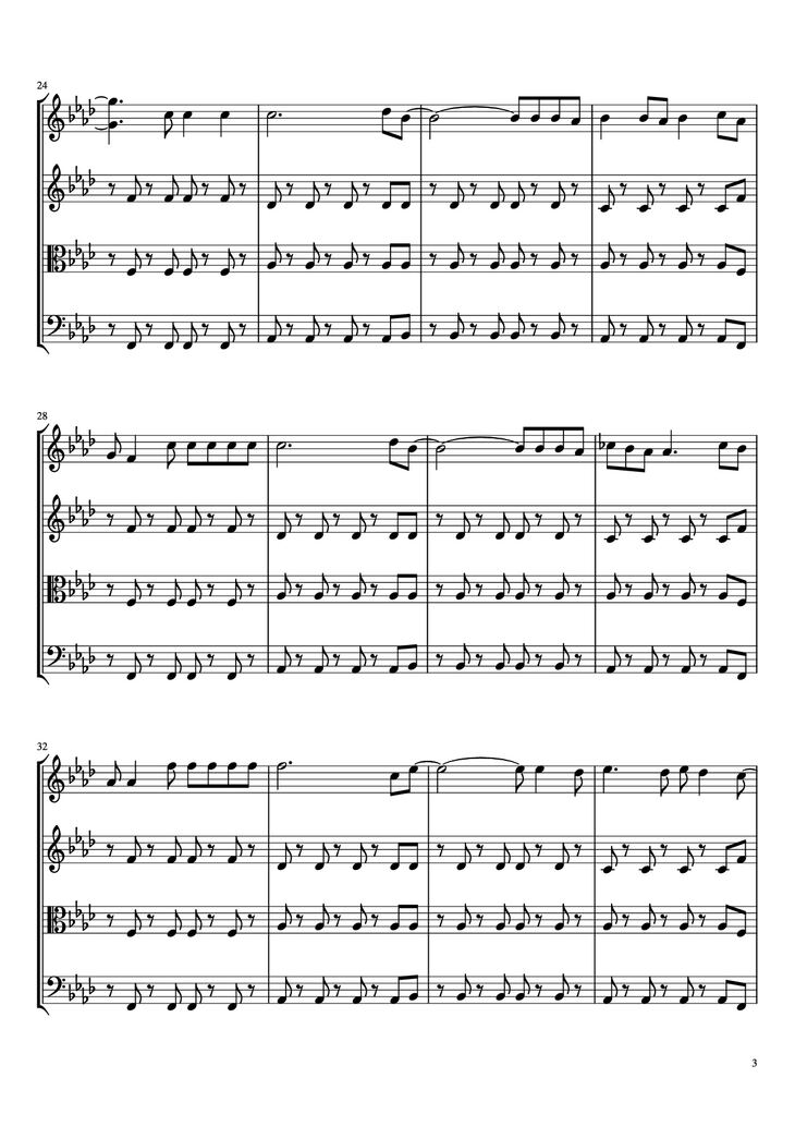 Page 3 of the piano sheet music PDF - Viva La Vida - String Quartet Violin by Coldplay Arr. TemmieTheMusicMaster