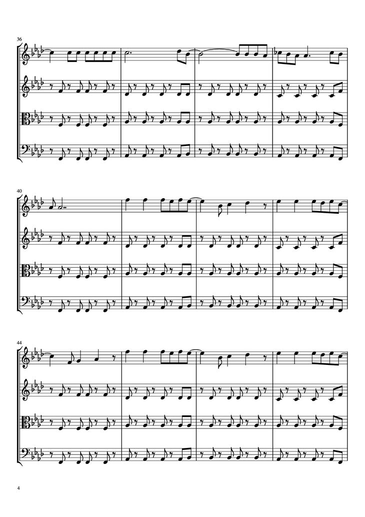 Page 4 of the piano sheet music PDF - Viva La Vida - String Quartet Violin by Coldplay Arr. TemmieTheMusicMaster
